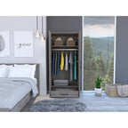 Armoire à deux portes gris clair avec étagères, tringle et tiroir – 1 personne