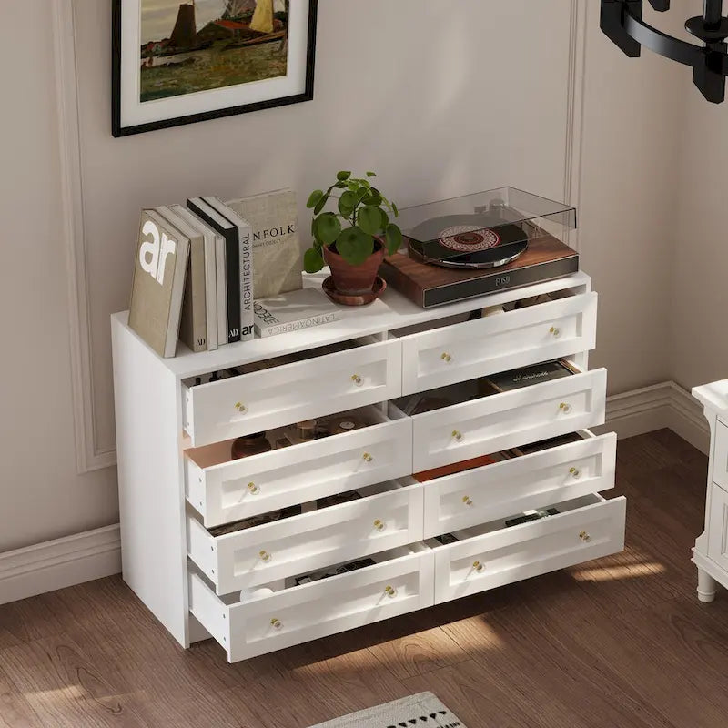 Coiffeuse-commode 2-en-1 blanche, 1 personne