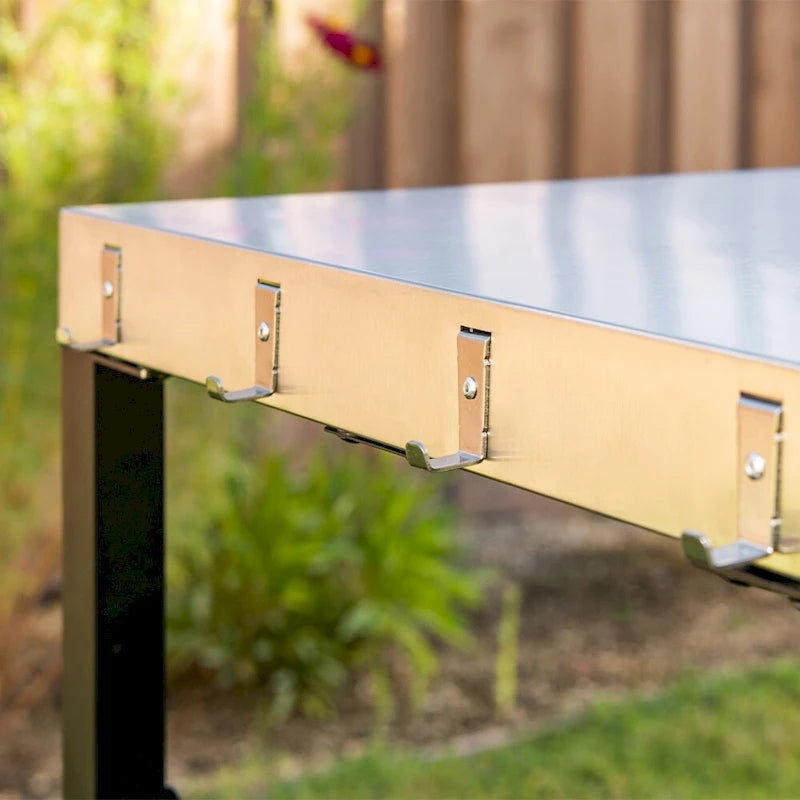 Chariot de préparation et de service pour barbecue extérieur en acier inoxydable – 2 étagères, pour 1 personne