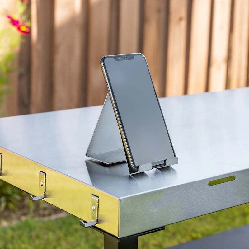 Chariot de préparation et de service pour barbecue extérieur en acier inoxydable – 2 étagères, pour 1 personne