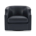 Fauteuil club pivotant et inclinable en cuir pleine fleur bleu nuit / caramel pour 1 personne