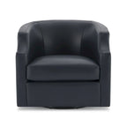 Fauteuil club pivotant et inclinable en cuir pleine fleur bleu nuit / caramel pour 1 personne