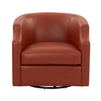 Fauteuil club pivotant et inclinable en cuir pleine fleur bleu nuit / caramel pour 1 personne