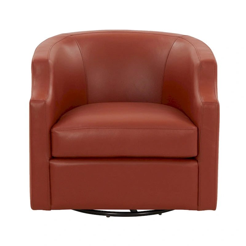 Fauteuil club pivotant et inclinable en cuir pleine fleur bleu nuit / caramel pour 1 personne