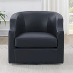 Fauteuil club pivotant et inclinable en cuir pleine fleur bleu nuit / caramel pour 1 personne