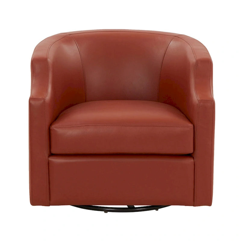 Fauteuil club pivotant et inclinable en cuir pleine fleur bleu nuit / caramel pour 1 personne