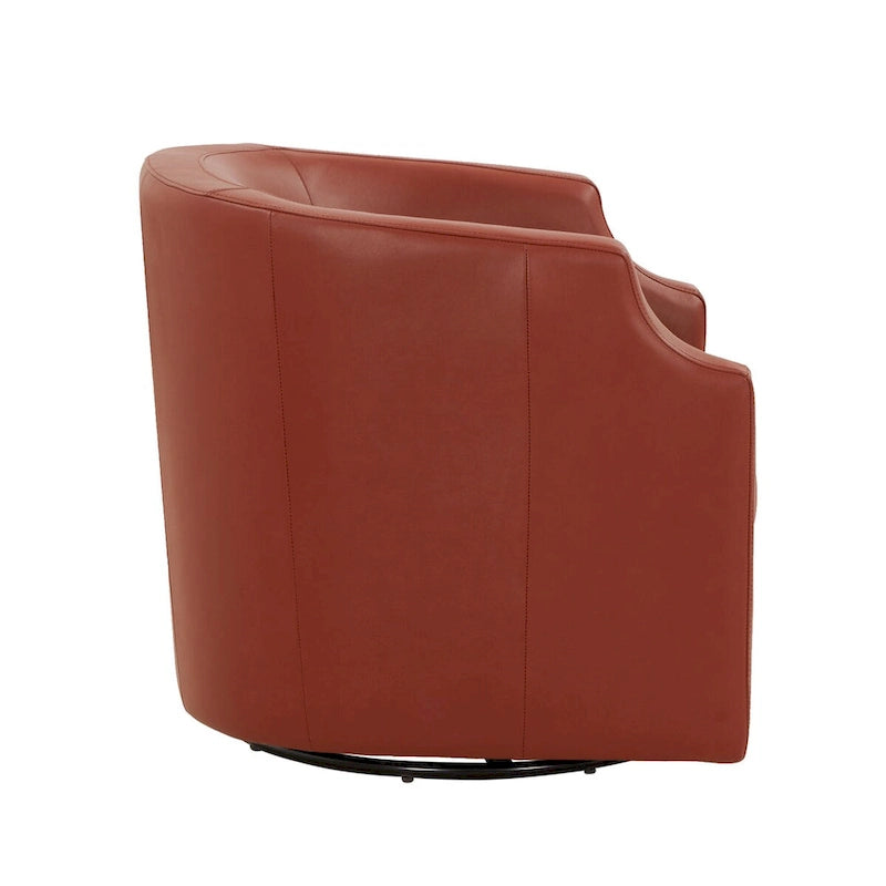 Fauteuil club pivotant et inclinable en cuir pleine fleur bleu nuit / caramel pour 1 personne