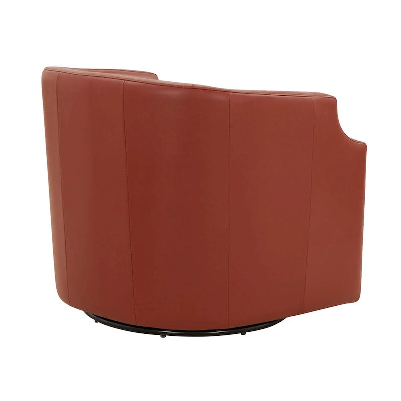 Fauteuil club pivotant et inclinable en cuir pleine fleur bleu nuit / caramel pour 1 personne
