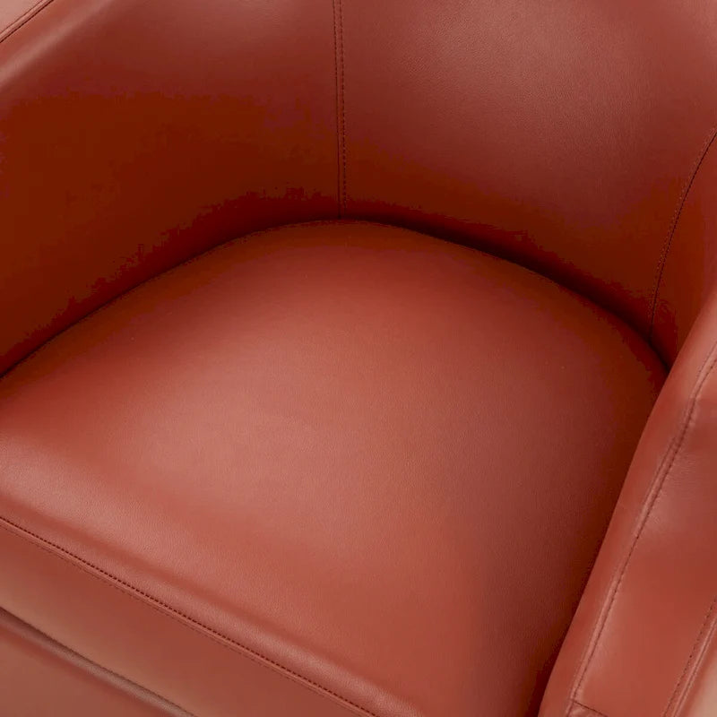 Fauteuil club pivotant et inclinable en cuir pleine fleur bleu nuit / caramel pour 1 personne
