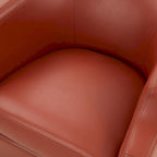 Fauteuil club pivotant et inclinable en cuir pleine fleur bleu nuit / caramel pour 1 personne