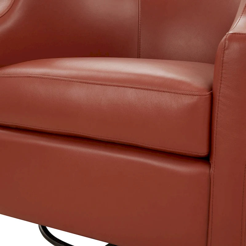 Fauteuil club pivotant et inclinable en cuir pleine fleur bleu nuit / caramel pour 1 personne
