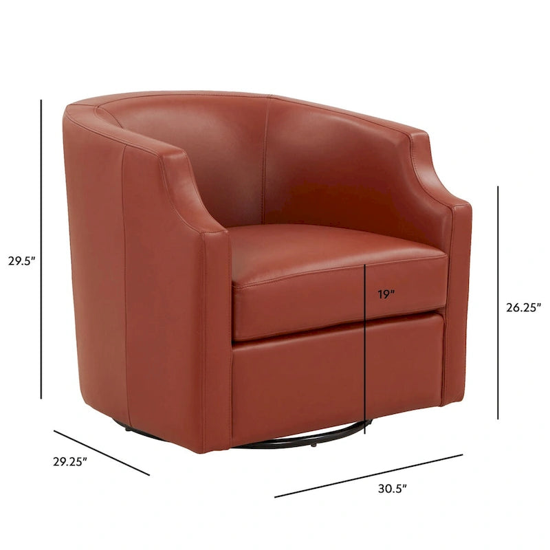 Fauteuil club pivotant et inclinable en cuir pleine fleur bleu nuit / caramel pour 1 personne
