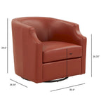 Fauteuil club pivotant et inclinable en cuir pleine fleur bleu nuit / caramel pour 1 personne