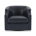 Fauteuil club pivotant et inclinable en cuir pleine fleur bleu nuit / caramel pour 1 personne