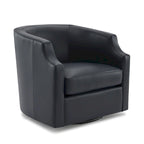 Fauteuil club pivotant et inclinable en cuir pleine fleur bleu nuit / caramel pour 1 personne