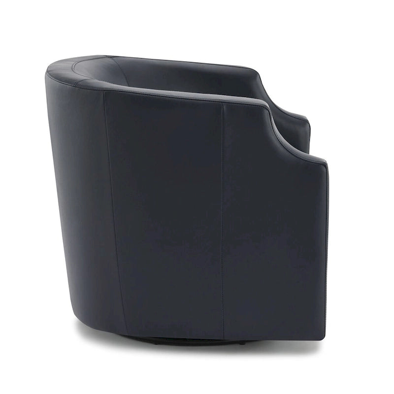 Fauteuil club pivotant et inclinable en cuir pleine fleur bleu nuit / caramel pour 1 personne