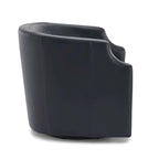 Fauteuil club pivotant et inclinable en cuir pleine fleur bleu nuit / caramel pour 1 personne