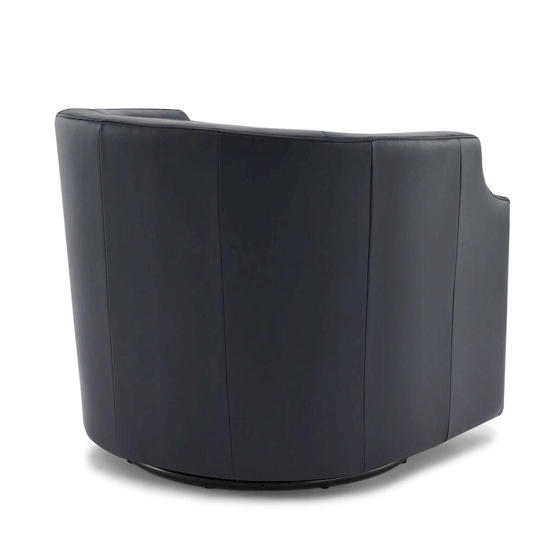 Fauteuil club pivotant et inclinable en cuir pleine fleur bleu nuit / caramel pour 1 personne