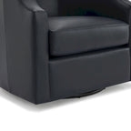 Fauteuil club pivotant et inclinable en cuir pleine fleur bleu nuit / caramel pour 1 personne