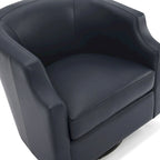 Fauteuil club pivotant et inclinable en cuir pleine fleur bleu nuit / caramel pour 1 personne