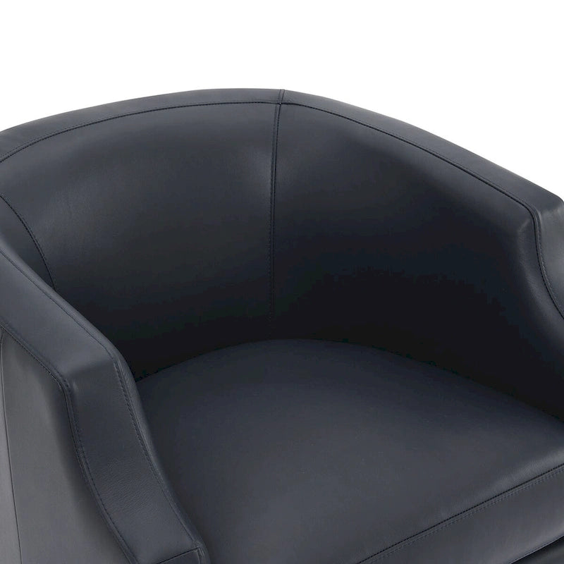 Fauteuil club pivotant et inclinable en cuir pleine fleur bleu nuit / caramel pour 1 personne