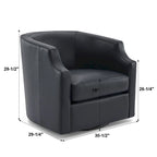 Fauteuil club pivotant et inclinable en cuir pleine fleur bleu nuit / caramel pour 1 personne
