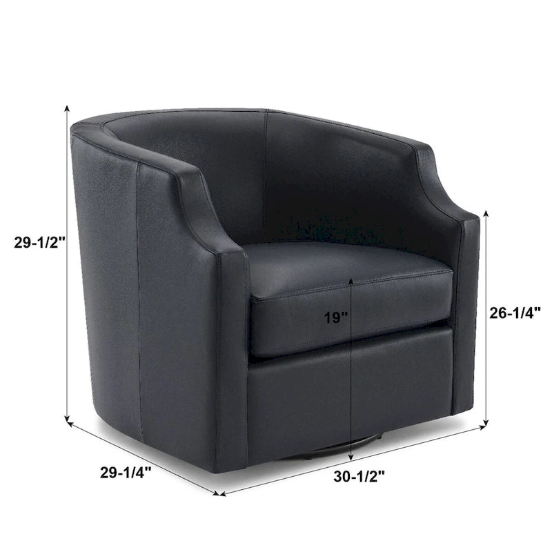 Fauteuil club pivotant et inclinable en cuir pleine fleur bleu nuit / caramel pour 1 personne