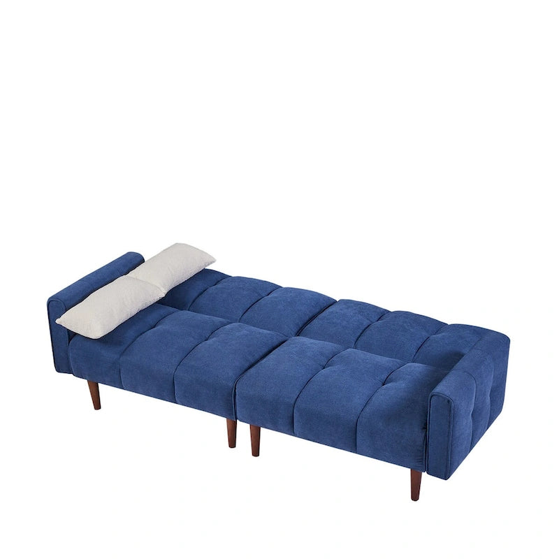 Canapé futon convertible 2 places 3 positions ivoire/gris/bleu