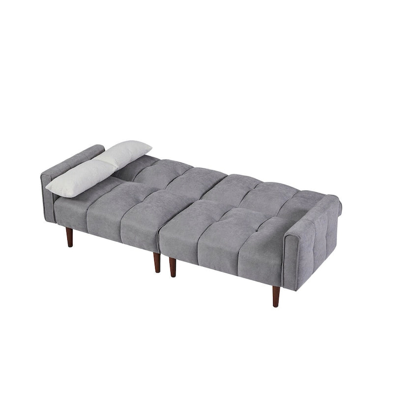 Canapé futon convertible 2 places 3 positions ivoire/gris/bleu