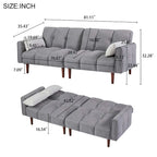 Canapé futon convertible 2 places 3 positions ivoire/gris/bleu