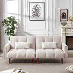 Canapé futon convertible 2 places 3 positions ivoire/gris/bleu