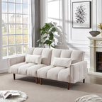 Canapé futon convertible 2 places 3 positions ivoire/gris/bleu