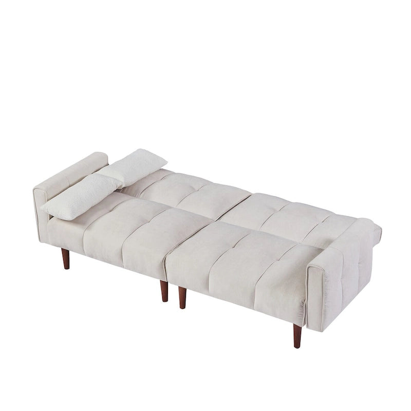 Canapé futon convertible 2 places 3 positions ivoire/gris/bleu