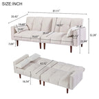 Canapé futon convertible 2 places 3 positions ivoire/gris/bleu