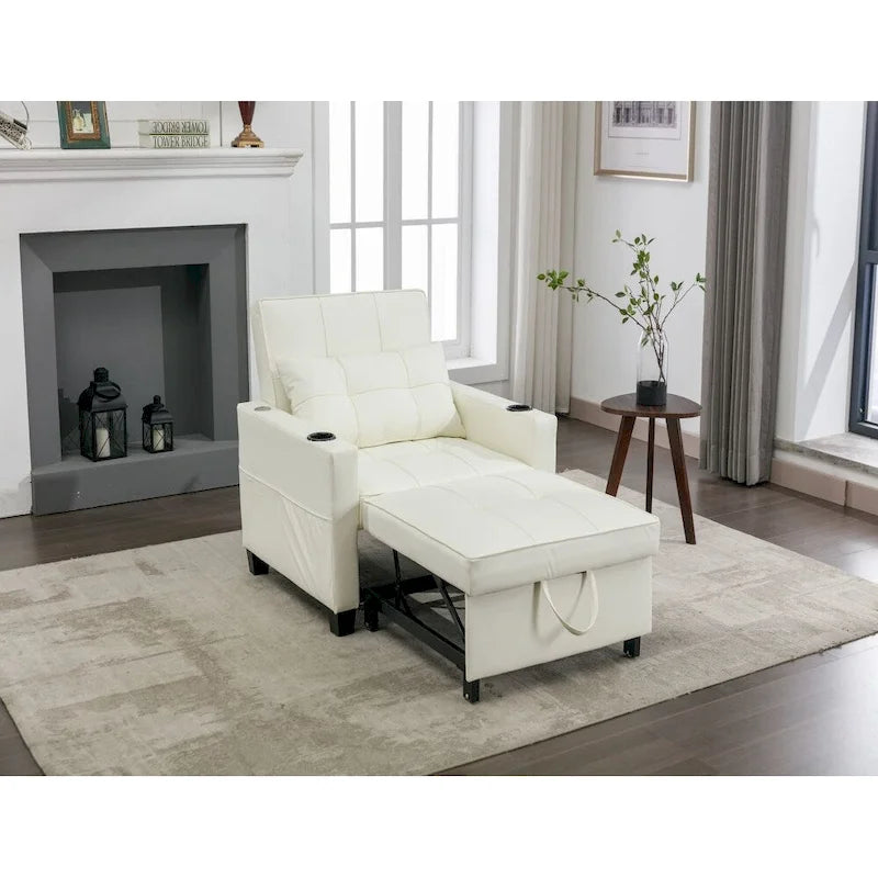 Fauteuil-lit convertible 3-en-1 Vert / Blanc / Gris foncé / Orange, 2 personnes