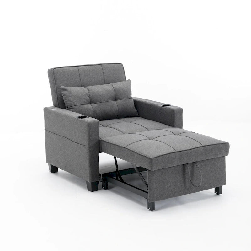 Fauteuil-lit convertible 3-en-1 Vert / Blanc / Gris foncé / Orange, 2 personnes