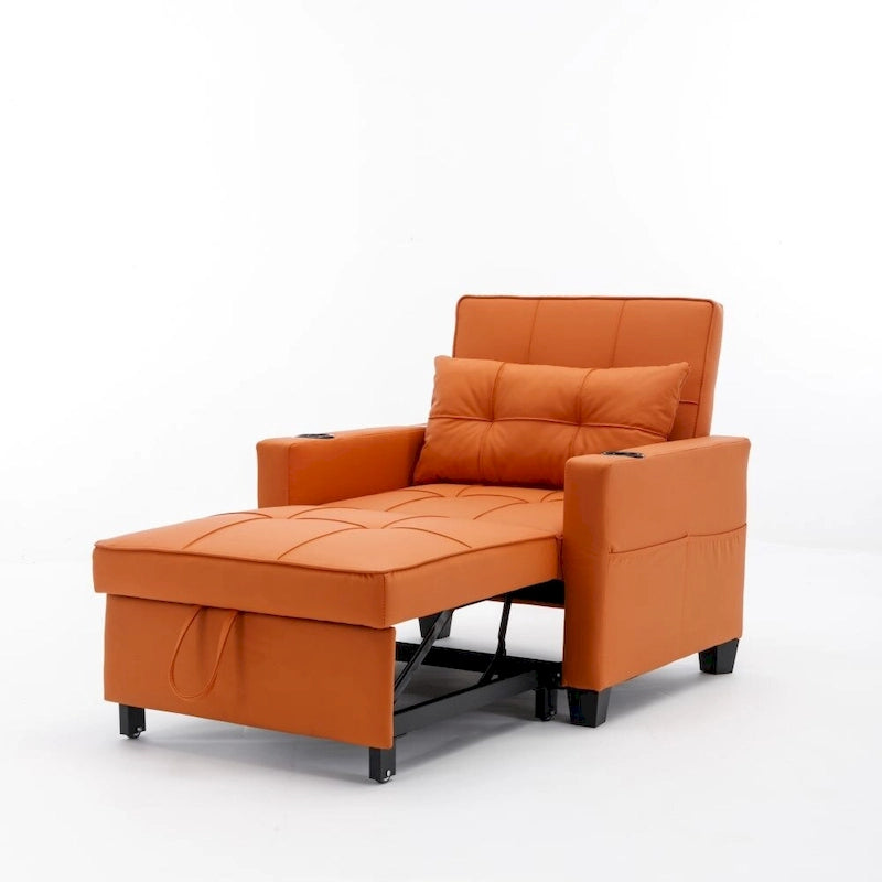 Fauteuil-lit convertible 3-en-1 Vert / Blanc / Gris foncé / Orange, 2 personnes