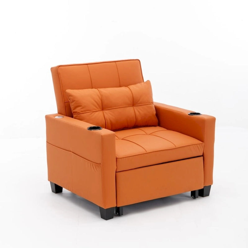 Fauteuil-lit convertible 3-en-1 Vert / Blanc / Gris foncé / Orange, 2 personnes