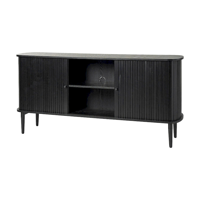 Enfilade à portes coulissantes 160 cm, Noyer/Noir, pour 1