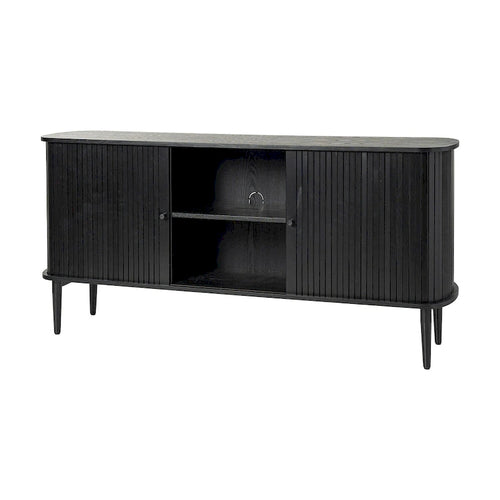 Enfilade à portes coulissantes 160 cm, Noyer/Noir, pour 1