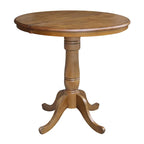 Table à manger ronde sur pied en pacanier avec rallonge de 30,5 cm, pour 4 à 6 personnes