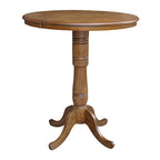 Table à manger ronde sur pied en pacanier avec rallonge de 30,5 cm, pour 4 à 6 personnes