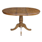 Table à manger ronde sur pied en pacanier avec rallonge de 30,5 cm, pour 4 à 6 personnes