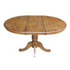 Table à manger ronde sur pied en pacanier avec rallonge de 30,5 cm, pour 4 à 6 personnes