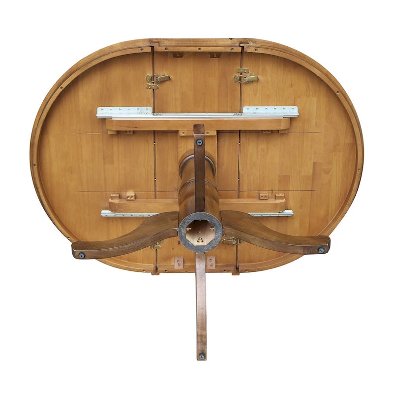 Table à manger ronde sur pied en pacanier avec rallonge de 30,5 cm, pour 4 à 6 personnes
