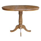 Table à manger ronde sur pied en pacanier avec rallonge de 30,5 cm, pour 4 à 6 personnes