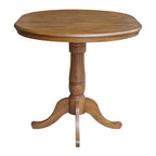 Table à manger ronde sur pied en pacanier avec rallonge de 30,5 cm, pour 4 à 6 personnes