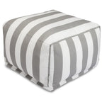 Pouf rond à rayures verticales sable/sauge/jaune/bleu marine/gris, intérieur/extérieur, simple