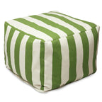Pouf rond à rayures verticales sable/sauge/jaune/bleu marine/gris, intérieur/extérieur, simple