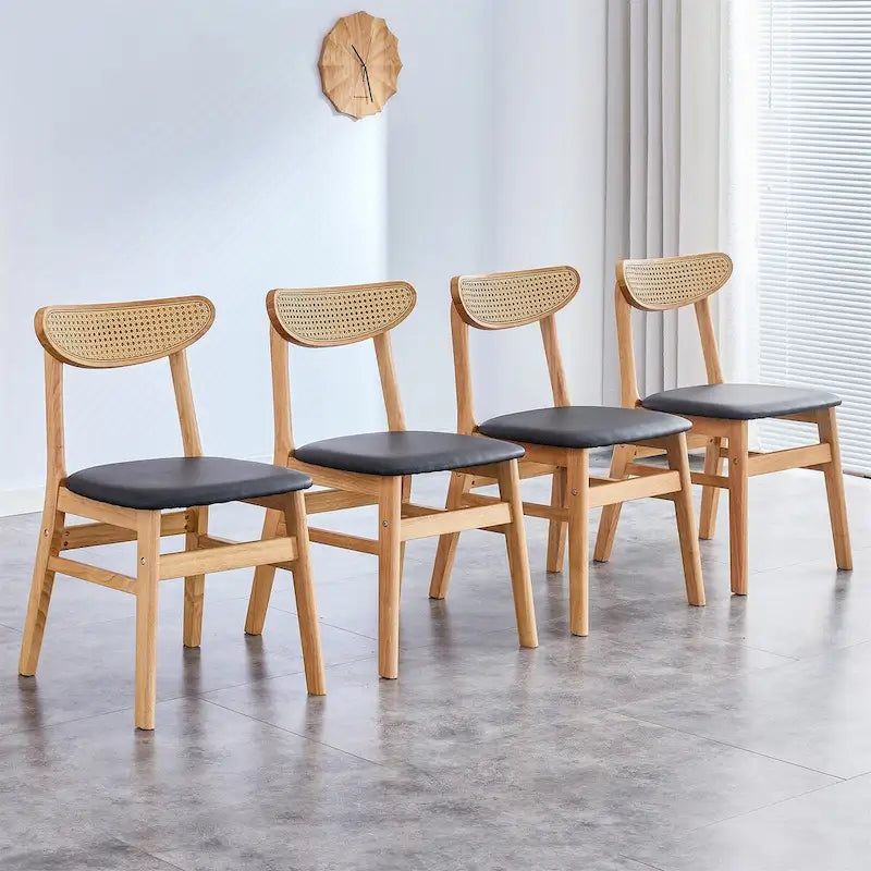 Chaise de salle à manger en bois d'hévéa rembourrée jaune/noyer, style classique, une place